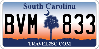 SC license plate BVM833