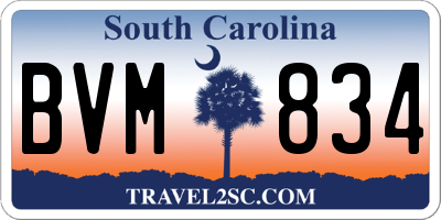 SC license plate BVM834