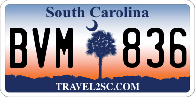 SC license plate BVM836