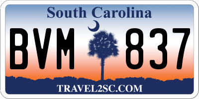 SC license plate BVM837
