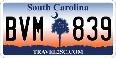 SC license plate BVM839