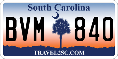 SC license plate BVM840