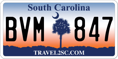 SC license plate BVM847