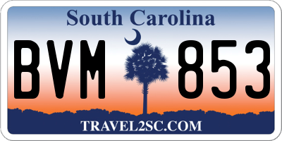 SC license plate BVM853