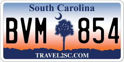 SC license plate BVM854