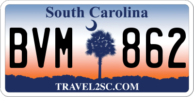 SC license plate BVM862