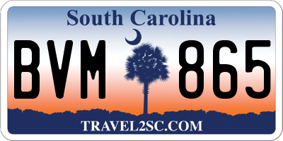 SC license plate BVM865