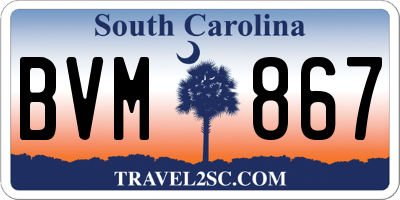 SC license plate BVM867