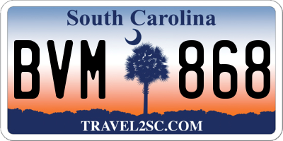 SC license plate BVM868