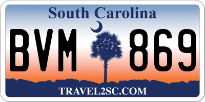 SC license plate BVM869