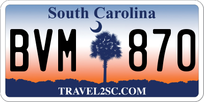 SC license plate BVM870