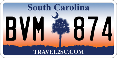 SC license plate BVM874