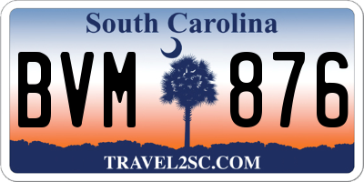 SC license plate BVM876