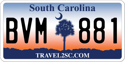 SC license plate BVM881