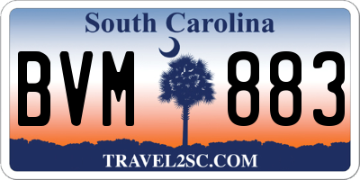 SC license plate BVM883