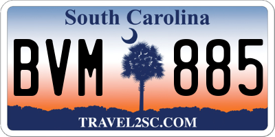 SC license plate BVM885