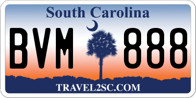 SC license plate BVM888