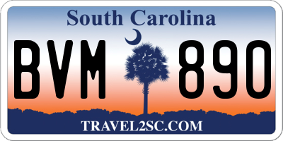 SC license plate BVM890