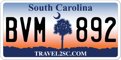 SC license plate BVM892