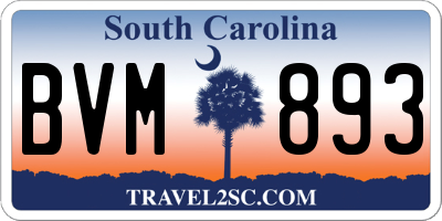 SC license plate BVM893