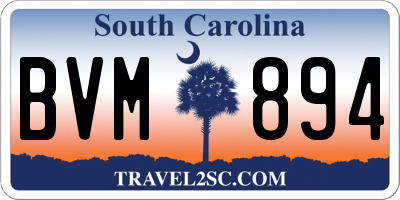 SC license plate BVM894