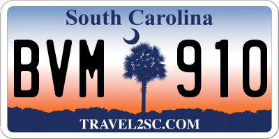 SC license plate BVM910