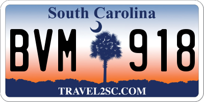 SC license plate BVM918