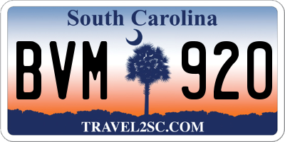 SC license plate BVM920
