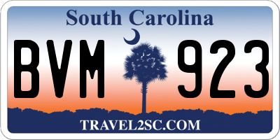 SC license plate BVM923
