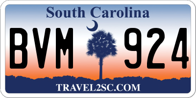 SC license plate BVM924