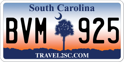 SC license plate BVM925