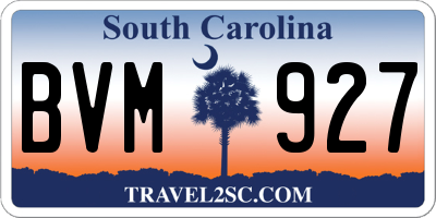 SC license plate BVM927