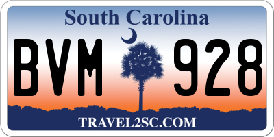 SC license plate BVM928