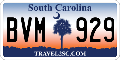 SC license plate BVM929