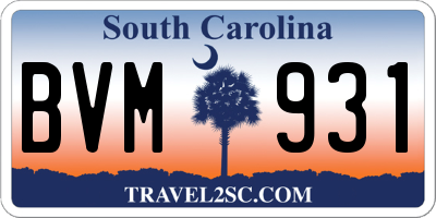 SC license plate BVM931