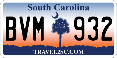 SC license plate BVM932
