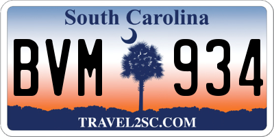 SC license plate BVM934