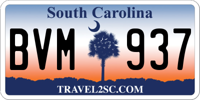 SC license plate BVM937