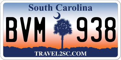 SC license plate BVM938