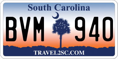 SC license plate BVM940