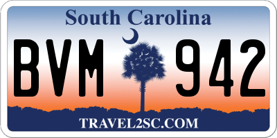 SC license plate BVM942