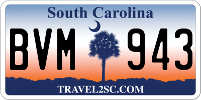 SC license plate BVM943