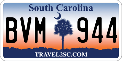 SC license plate BVM944