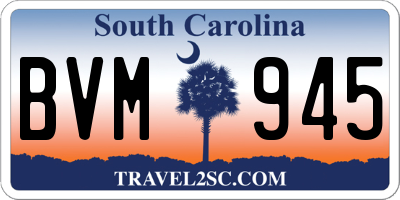 SC license plate BVM945