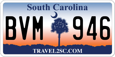 SC license plate BVM946