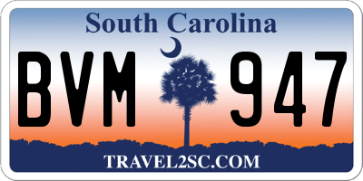 SC license plate BVM947