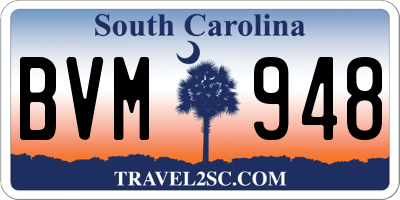 SC license plate BVM948