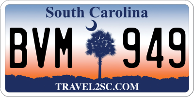 SC license plate BVM949