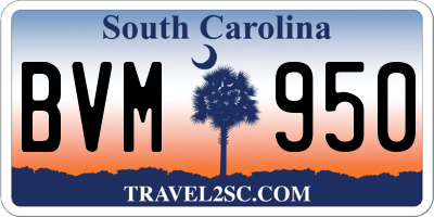 SC license plate BVM950