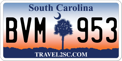 SC license plate BVM953